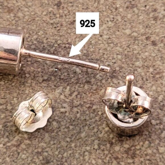 Sterling Silver Bezel Set Round CZ Stud Earrings - Picture 4 of 5